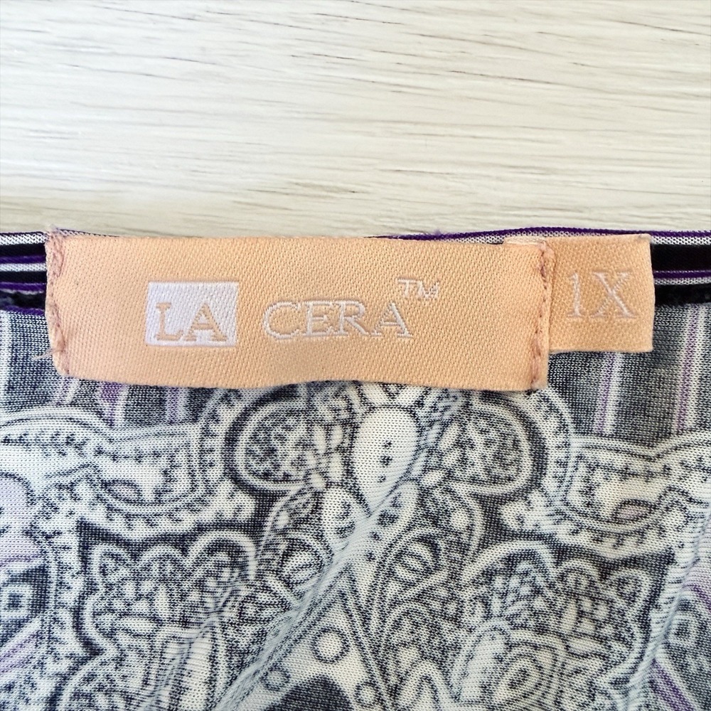 La Cera Maxi Dress Womens 1X Plus Purple Bohemian Artsy Indie Resortwear Stretch - Picture 7 of 9